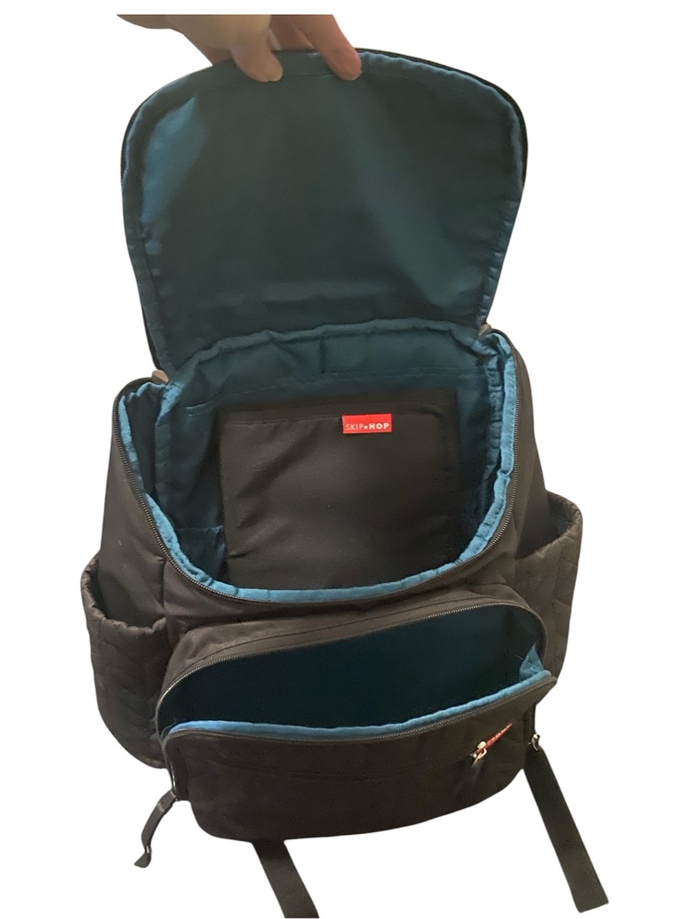 Skip Hop Black Backpack with Teal Lining